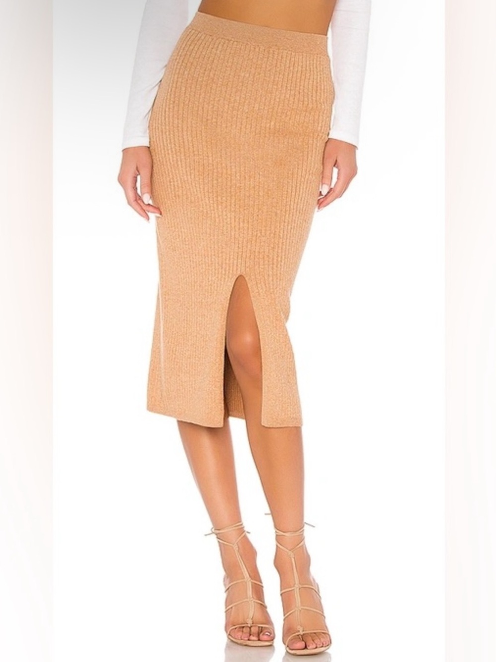 Free People Skyline Ribbed Slit Skirt